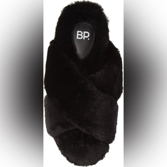 Nordstrom Shoes - NWT BP Black Sophie Criss Cross Plush Bedroom Slipper Nordstrom Slippers